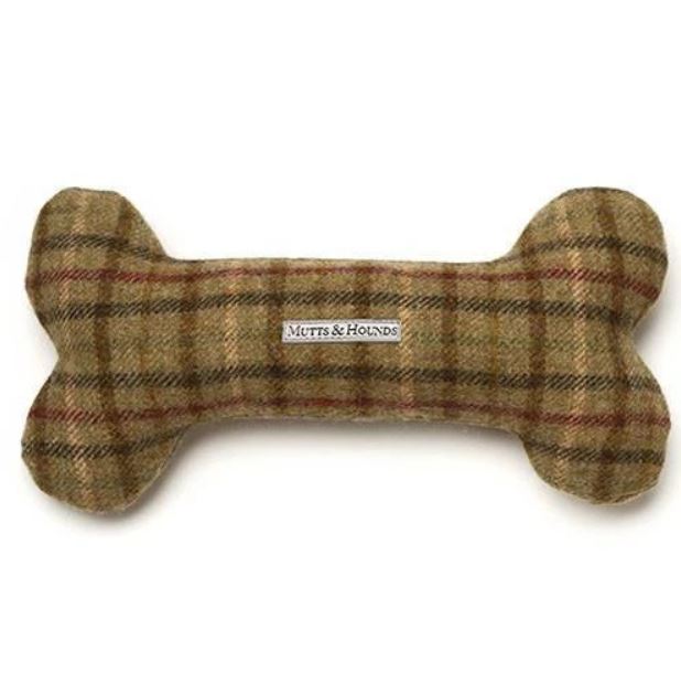 Mutts & Hounds - Balmoral Tweed Squeaky Bone Dog Toy