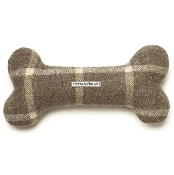 Mutts & Hounds - Slate Tweed Squeaky Bone Dog Toy