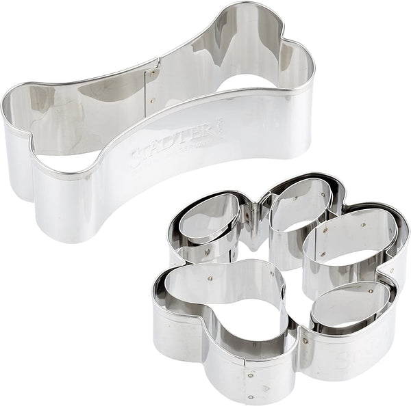 Staedter - Cookie Cutters 2-Piece Dog Bone and Paw Cookie Cutter Set
