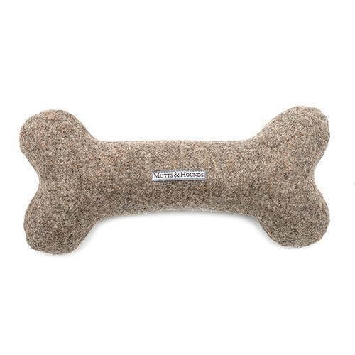 Mutts & Hounds - Grey Tweed Squeaky Bone Dog Toy